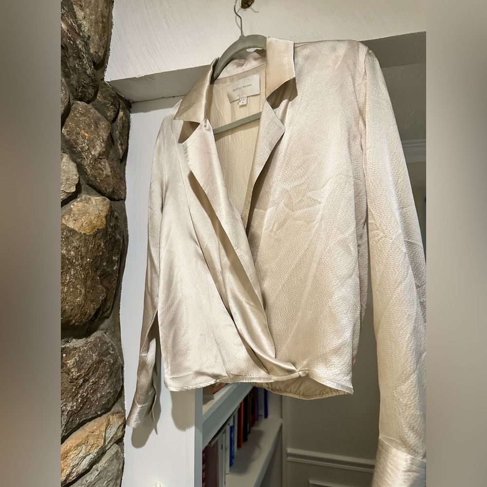 Brochu Walker $358 Mayes Silk Wrap Top - Champagne. Size S. - Picture 13 of 13
